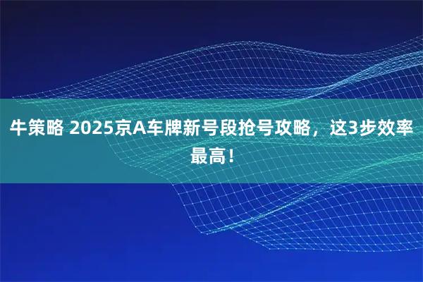 牛策略 2025京A车牌新号段抢号攻略，这3步效率最高！