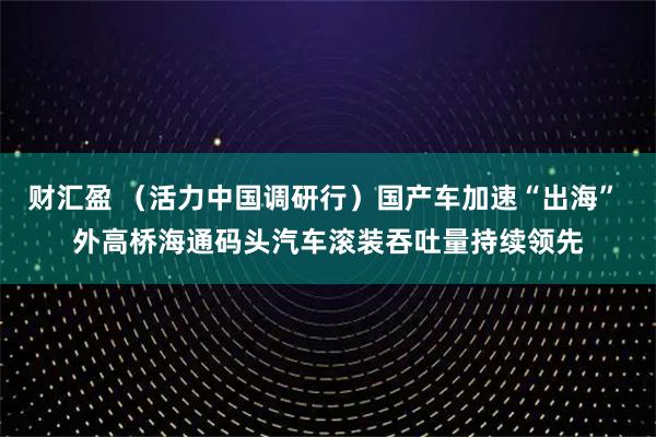 财汇盈 （活力中国调研行）国产车加速“出海” 外高桥海通码头汽车滚装吞吐量持续领先