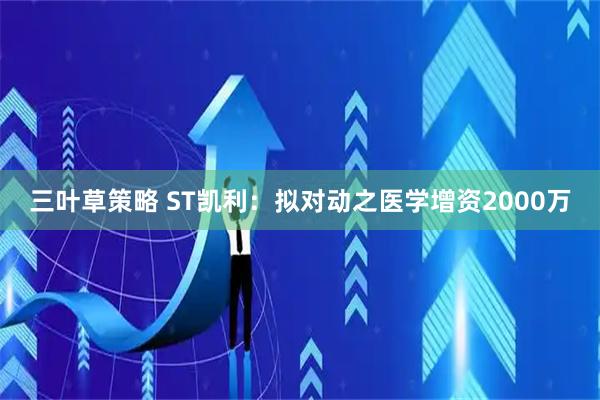 三叶草策略 ST凯利：拟对动之医学增资2000万